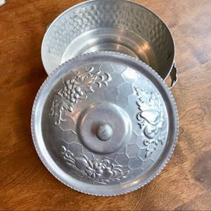 NASCO Italy hammered aluminum bowl and lid.